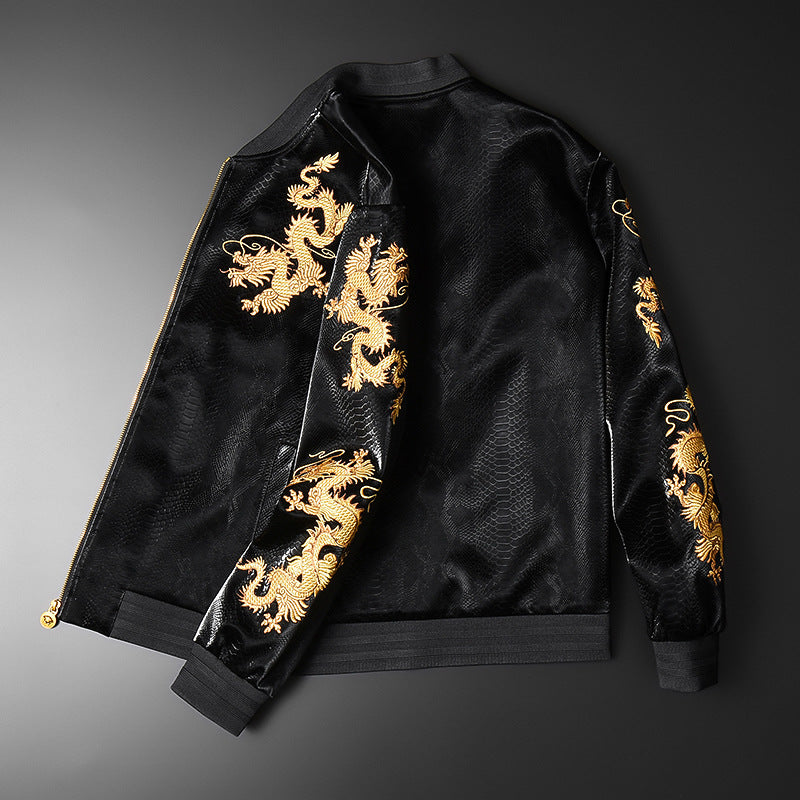 New Gold Embroidered Cardigan Baseball Collar Jacket