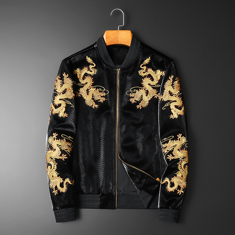 New Gold Embroidered Cardigan Baseball Collar Jacket