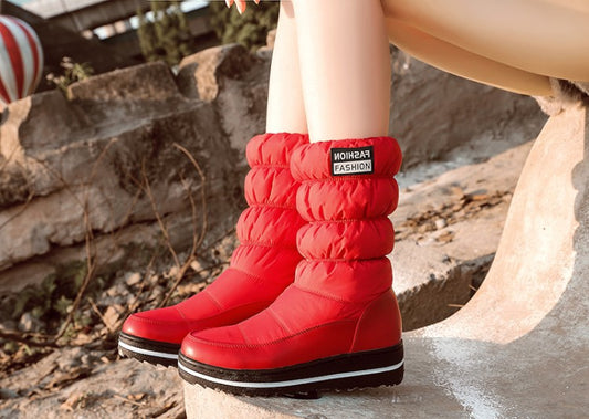 Mid-heel Letter Elastic Sleeve Snow Cotton Boots