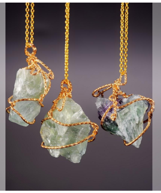 Natural stone pendant irregular crystal rough necklace