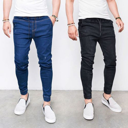 Fashion denim feet elastic pants