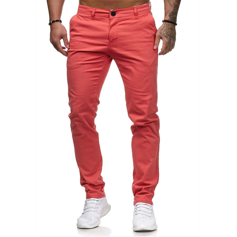 Solid color slim fashion pants