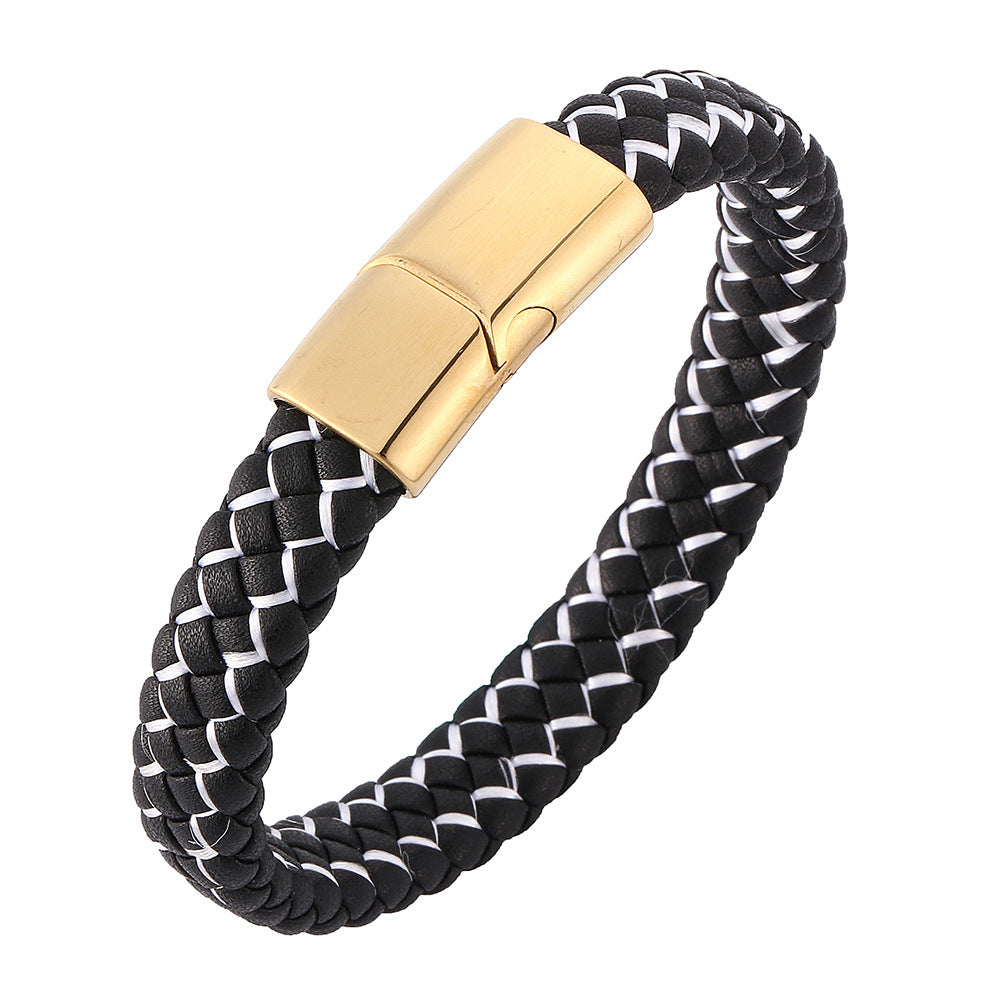 Bracelet foreign trade e-commerce trend tide section does not package explosion models men's bracelets microfiber leather bracelet blue and black