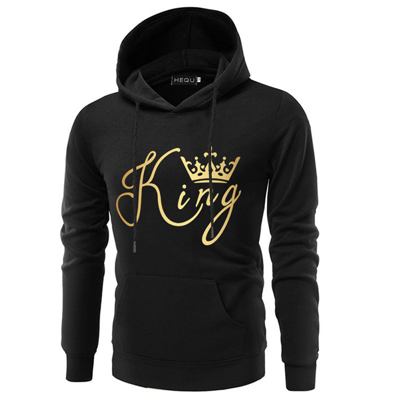 KING QUEEN Hooded Couple Print Sweatshirt