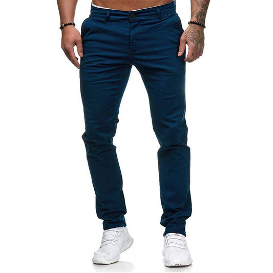 Solid color slim fashion pants