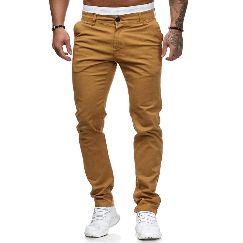 Solid color slim fashion pants