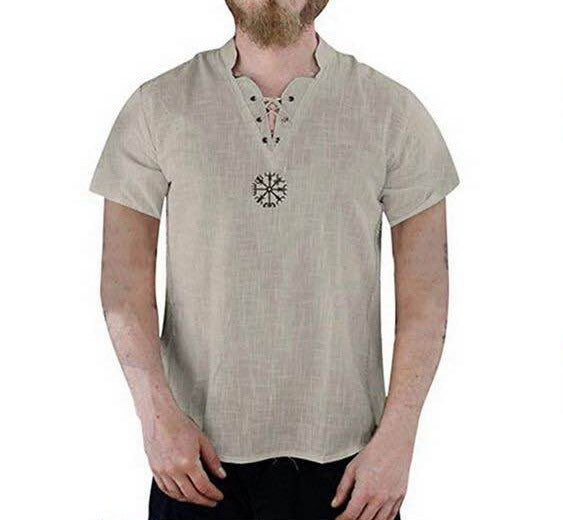 Men's Embroidered Stand Collar Shirt T-shirt