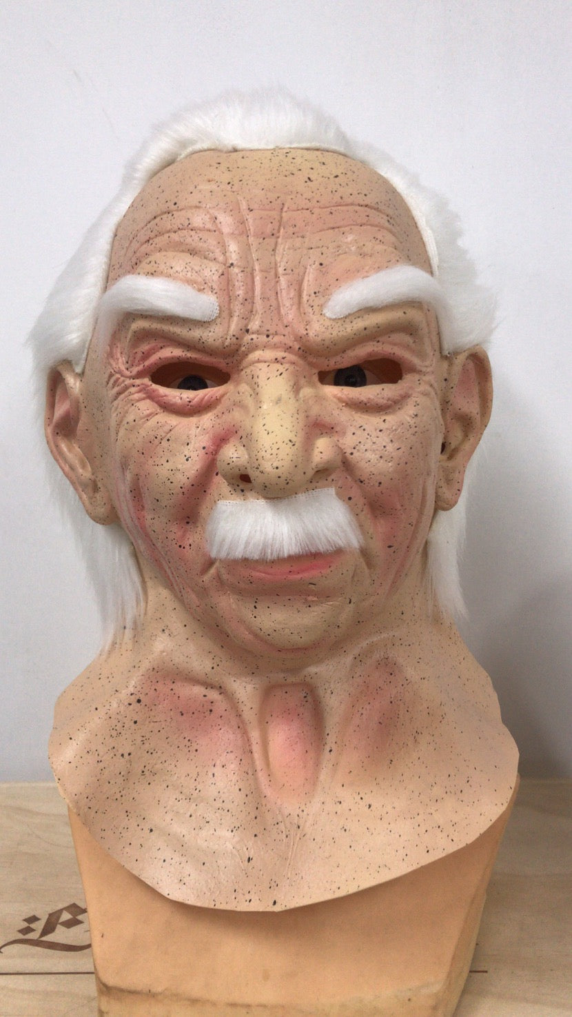 Old man mask white hair white beard headgear halloween