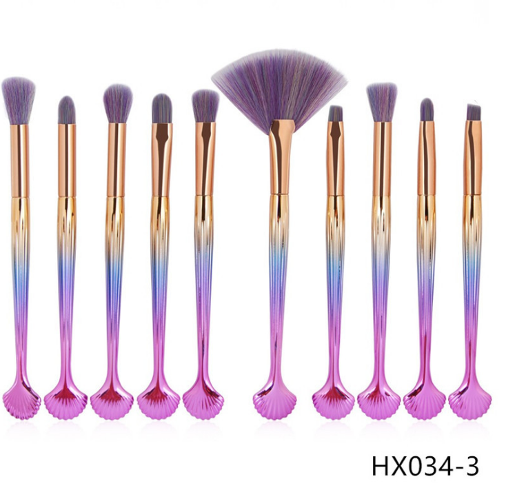 The Shell Makeup Brush Set - Purple bristles