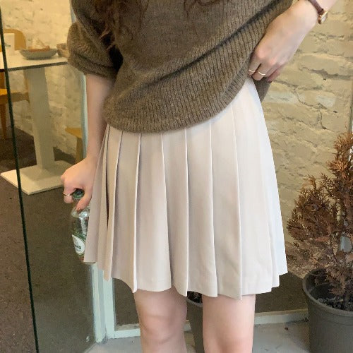 All-match Pleated High Waist A-line Skirt