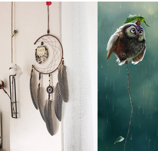 New Nordic Style Owl Dream Catcher Interior Decoration Pendant Bedroom Pendant Filter Dream Net Gift