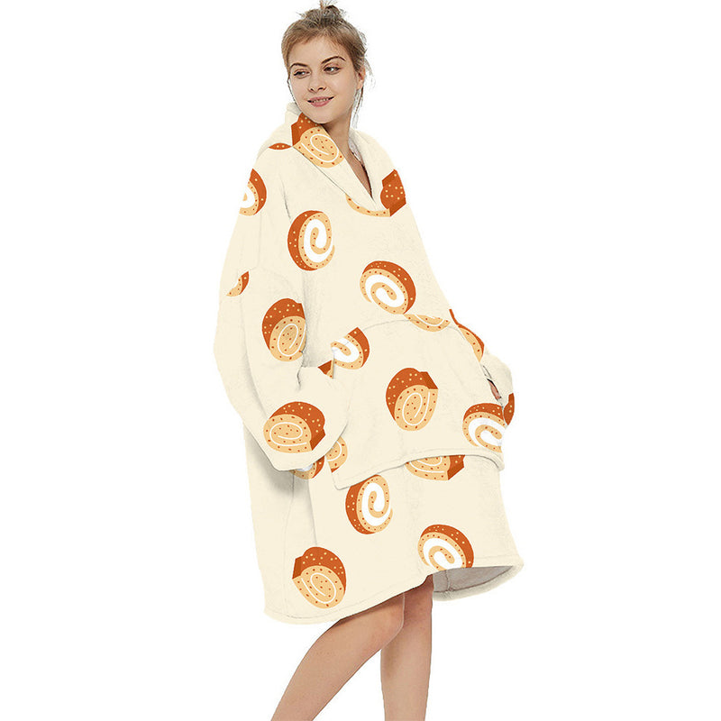 One-Size Flocking Cotton Fleece Wearable Blanket Home Service