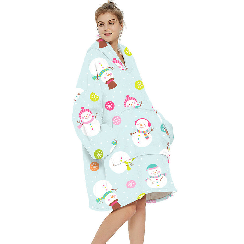 One-Size Flocking Cotton Fleece Wearable Blanket Home Service