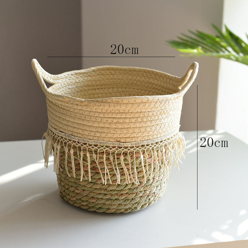 Woven Flower Pot, Extra Large Straw Woven Flower Pot Set, Bonsai Living Room Basket Decoration, Nordic Rattan Flower Pot