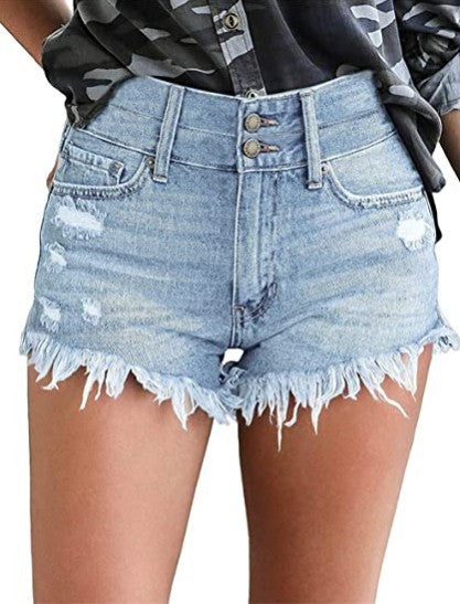 Sexy Shorts With Ripped Tassels And Ankle Buckles