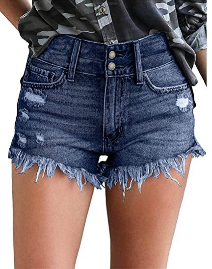 Sexy Shorts With Ripped Tassels And Ankle Buckles