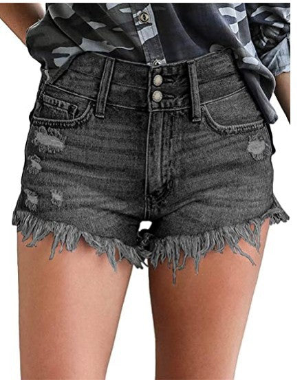 Sexy Shorts With Ripped Tassels And Ankle Buckles