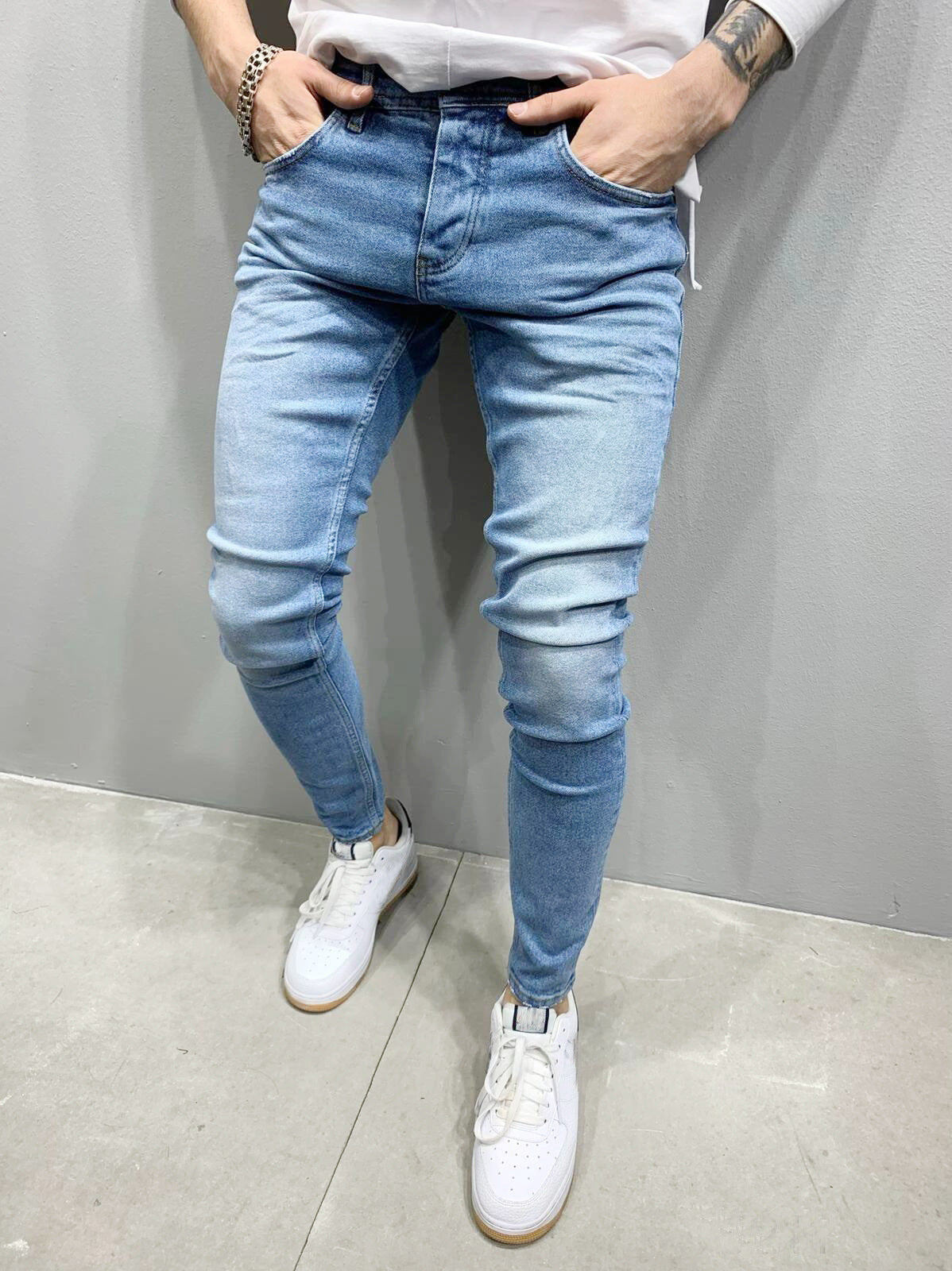 New Men's Jeans Youth Casual Slim Fit Men's Jeans With Small Feet