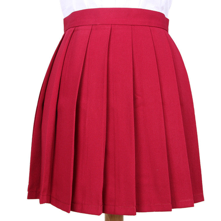 Japanese Pleated Skirt Macaron Solid Color Skirt