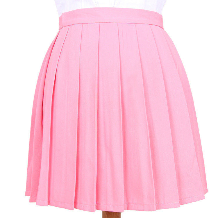 Japanese Pleated Skirt Macaron Solid Color Skirt