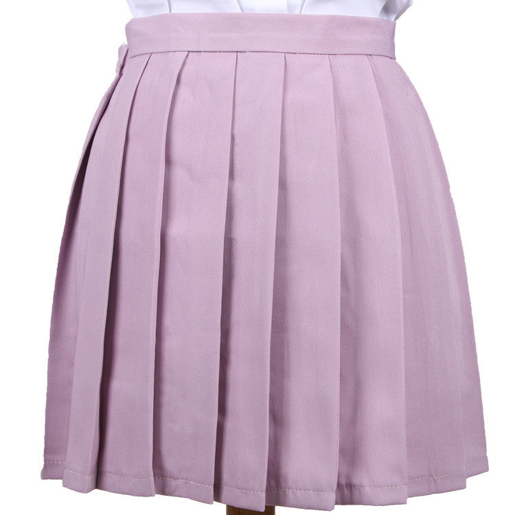 Japanese Pleated Skirt Macaron Solid Color Skirt