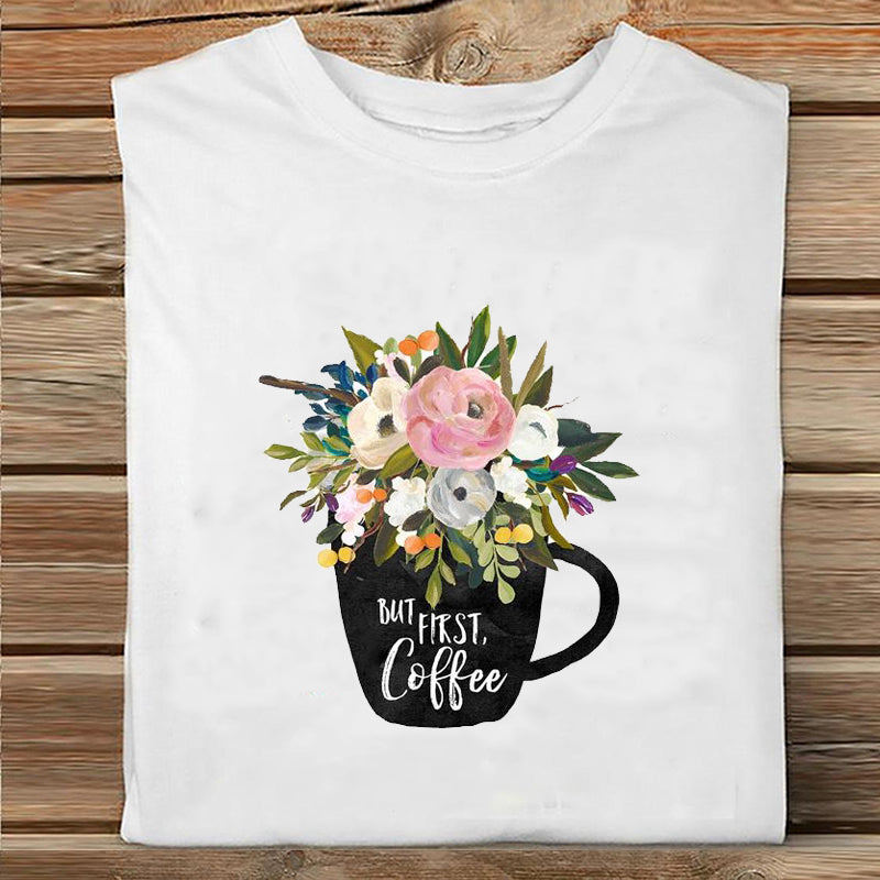 Ladies Summer Fashion Casual Cute Cartoon Print Short Sleeve