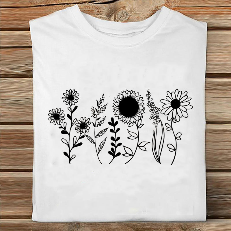 Ladies Summer Fashion Casual Cute Cartoon Print Short Sleeve