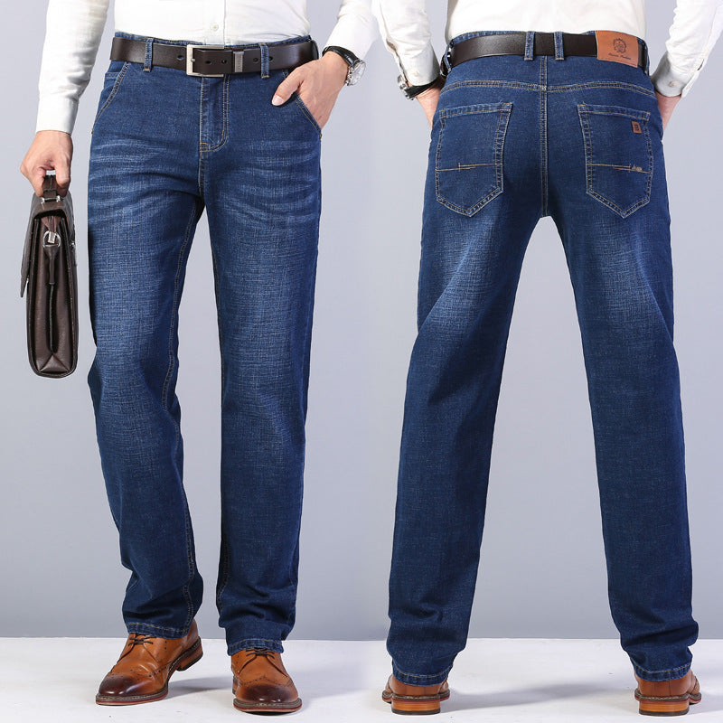 New Style Business Men's Jeans Straight Loose Slim Fit Casual Trousers