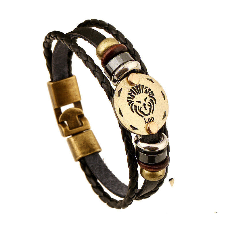 Twelve Constellation Cowhide Bracelets Wholesale Men And Women Small Jewelry