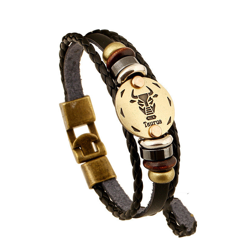 Twelve Constellation Cowhide Bracelets Wholesale Men And Women Small Jewelry