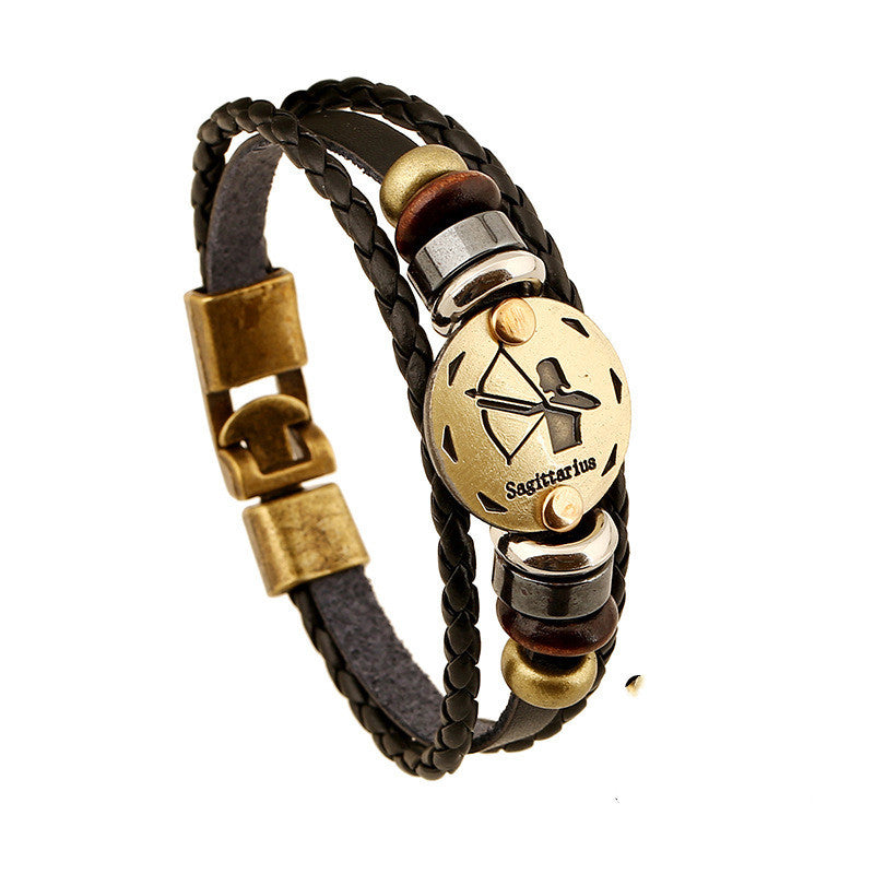 Twelve Constellation Cowhide Bracelets Wholesale Men And Women Small Jewelry