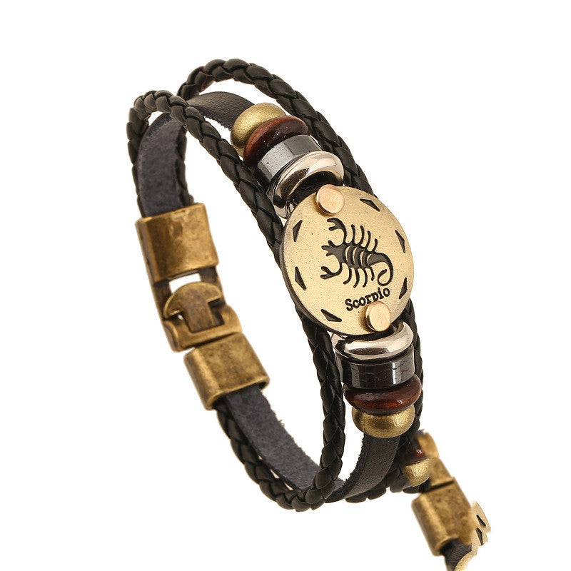 Twelve Constellation Cowhide Bracelets Wholesale Men And Women Small Jewelry