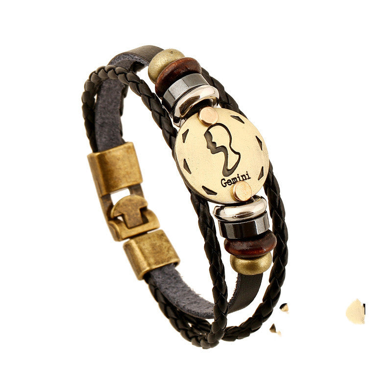 Twelve Constellation Cowhide Bracelets Wholesale Men And Women Small Jewelry