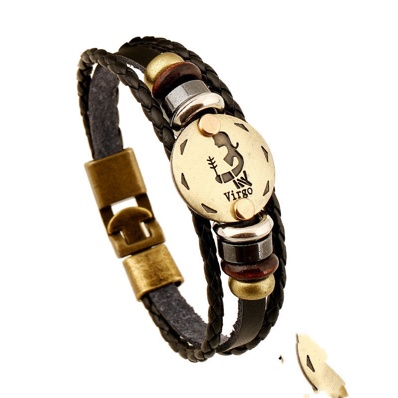 Twelve Constellation Cowhide Bracelets Wholesale Men And Women Small Jewelry