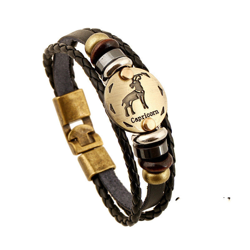 Twelve Constellation Cowhide Bracelets Wholesale Men And Women Small Jewelry