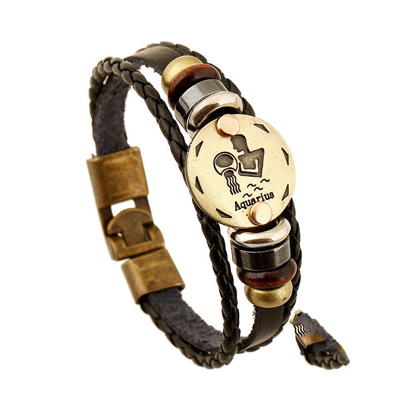 Twelve Constellation Cowhide Bracelets Wholesale Men And Women Small Jewelry