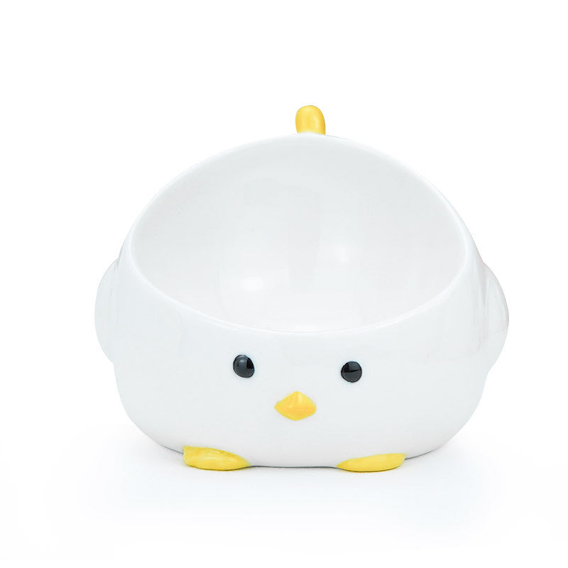 Funny Flush Duck Pet Bowl Cat Bowl Ceramic Easy To Clean And Protect The Spine High Foot Cat Food Bowl