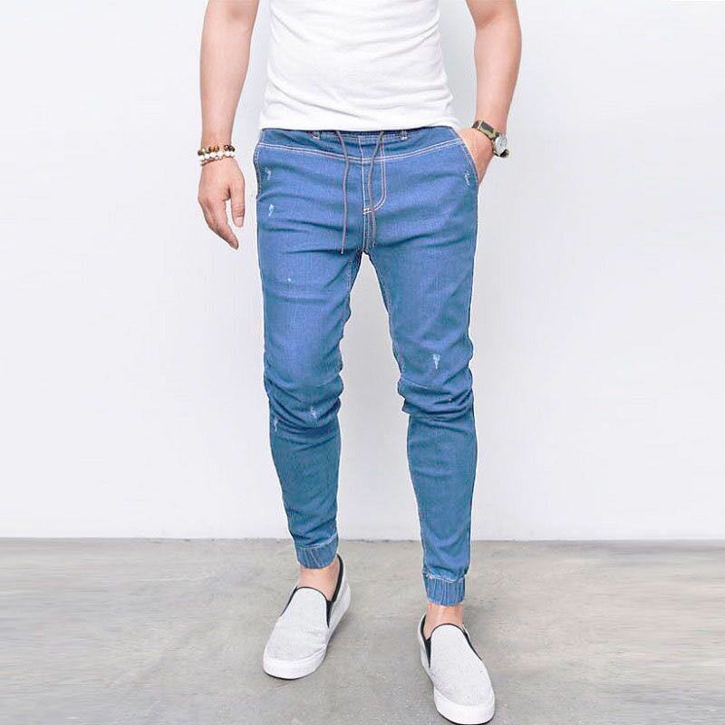 Fashion denim feet elastic pants