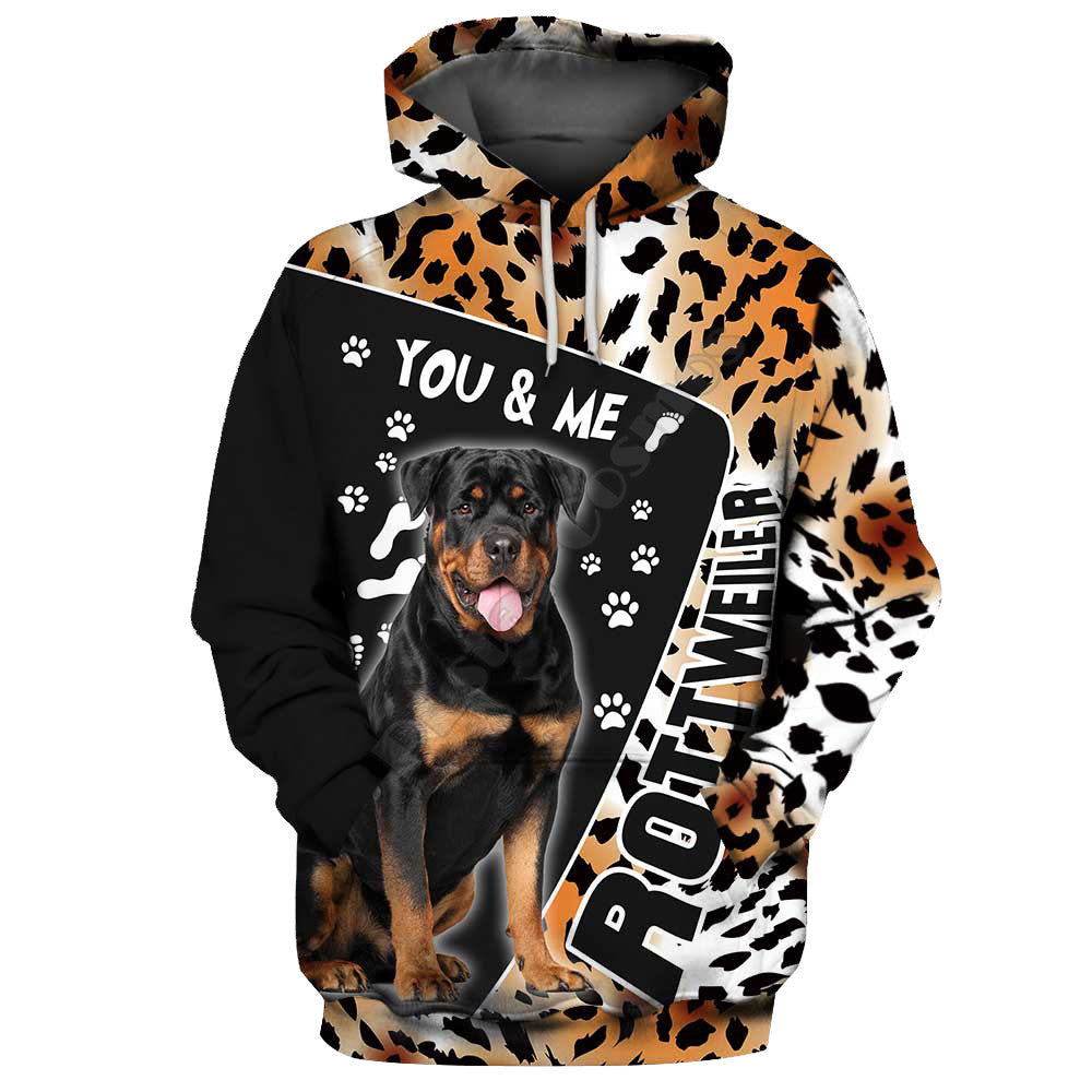 Digital Dog Print Men's Hooded Sweatshirt Jacket