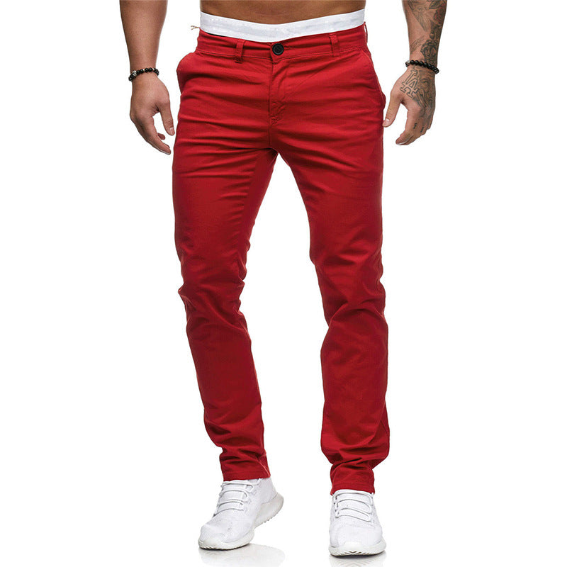 Solid color slim fashion pants