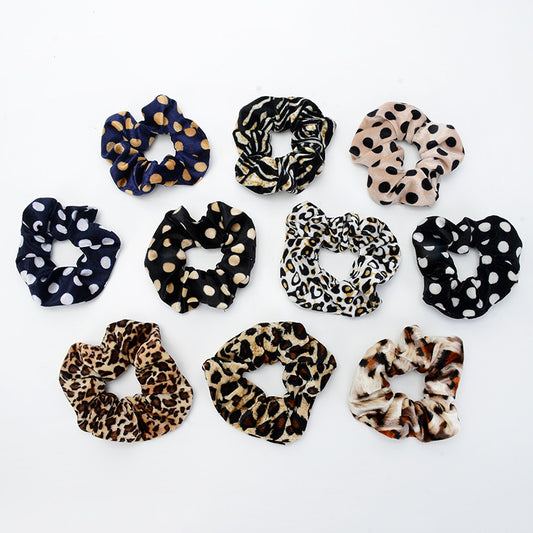 Vintage leopard spotted hair circle fabric hair accessory