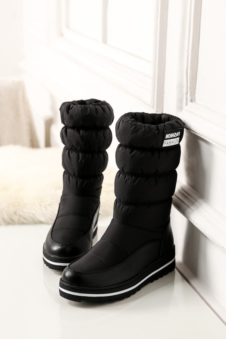 Mid-heel Letter Elastic Sleeve Snow Cotton Boots