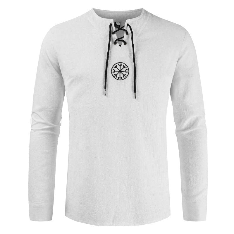 Men's Embroidered Stand Collar Shirt T-shirt