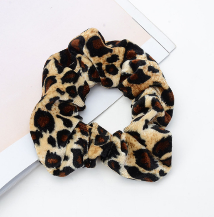 Vintage leopard spotted hair circle fabric hair accessory