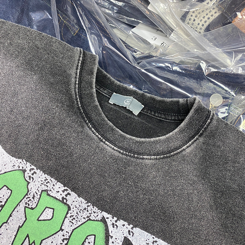 Rotten Holes And Distressed Loose Round Neck Short-sleeved T-shirt