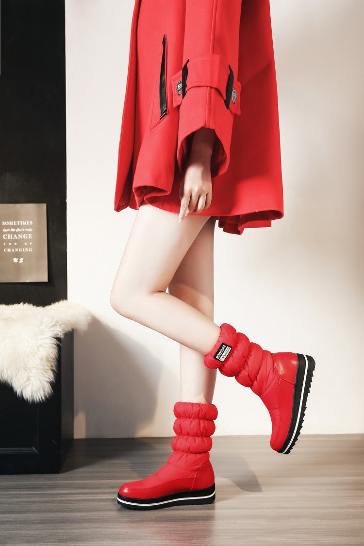 Mid-heel Letter Elastic Sleeve Snow Cotton Boots