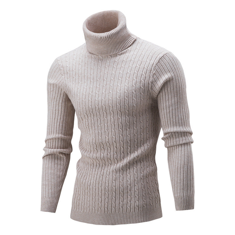 Sweater Twist Knit Sweater Slim-fit High Neck Knit