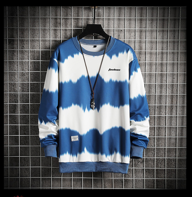 Two-tone Tie-dye Plus Size Loose Casual Men's Sweater