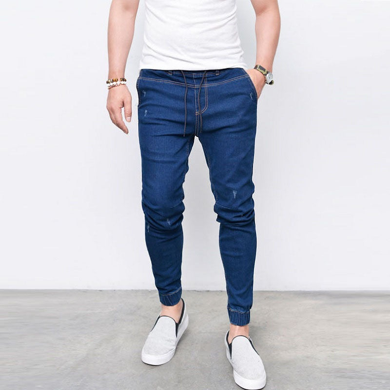 Fashion denim feet elastic pants