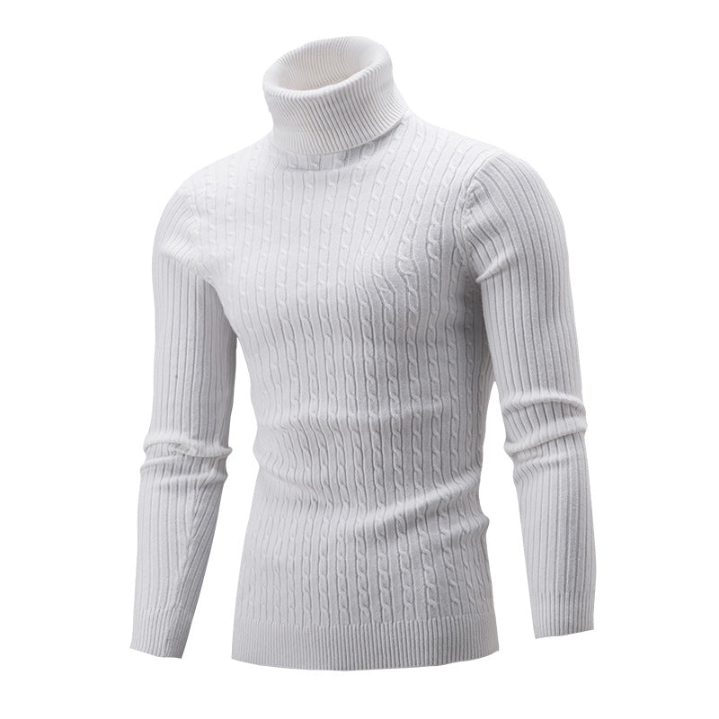 Sweater Twist Knit Sweater Slim-fit High Neck Knit